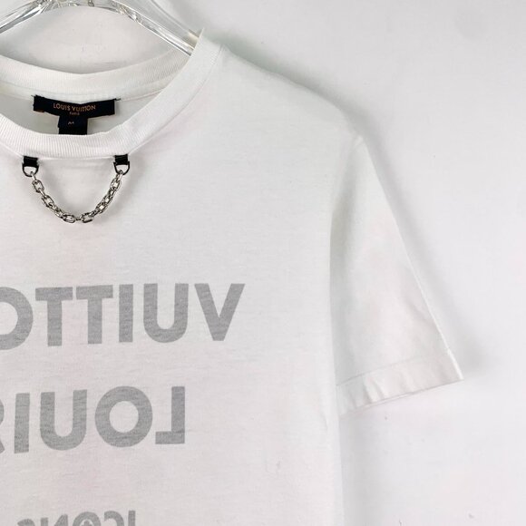 Louis Vuitton White Printed Cotton Round-Neck Short-Sleeve T-Shirt M Size Made I - Picture 7 of 8